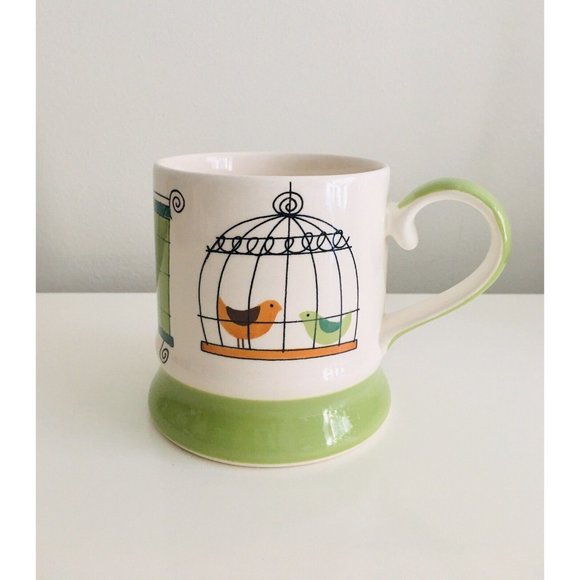 Pier 1 Imports Large Ceramic Cartoon Bird Cage Mug ~ 16 Oz. - Picture 5 of 12